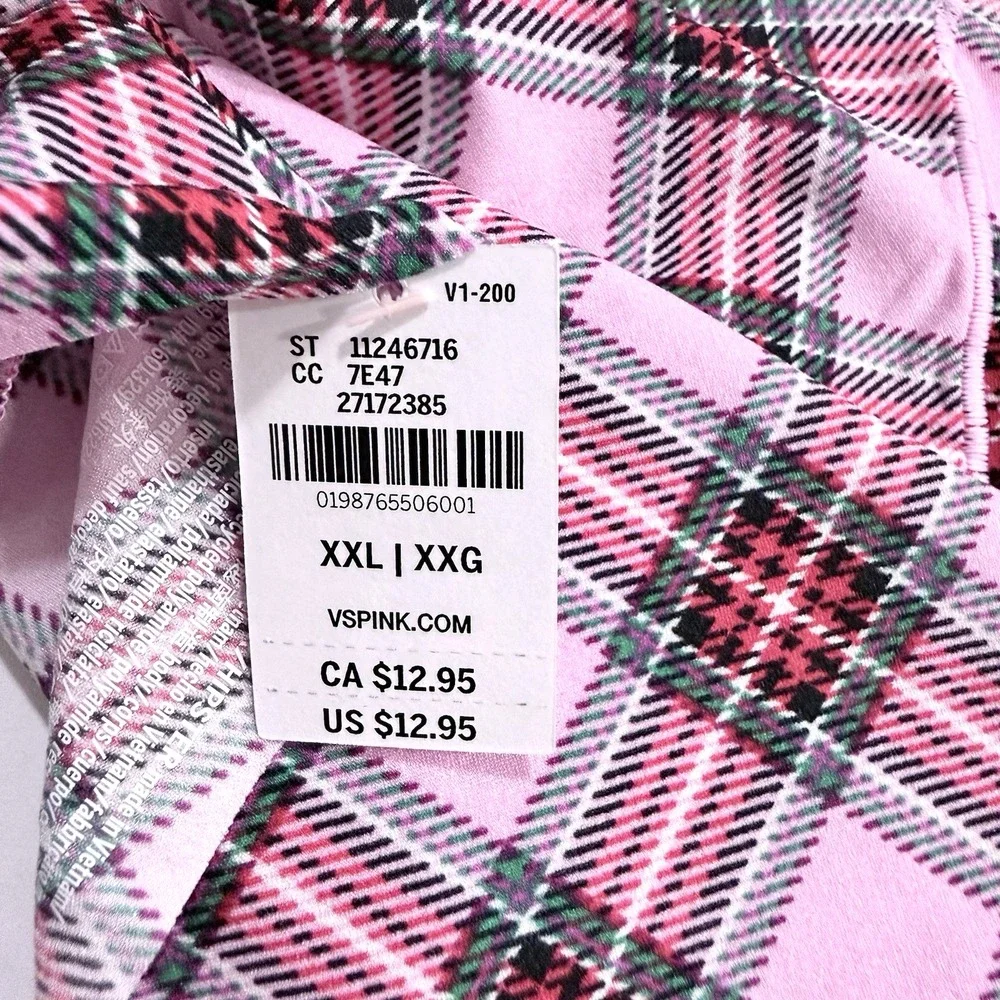 Victoria's Secret PINK No Show Cheeky Panty Womens XXL Plaid Smooth